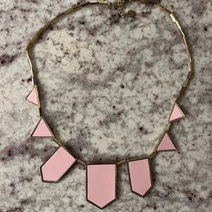 House Of Harlow Station Necklace Gold Tone Pink Leather